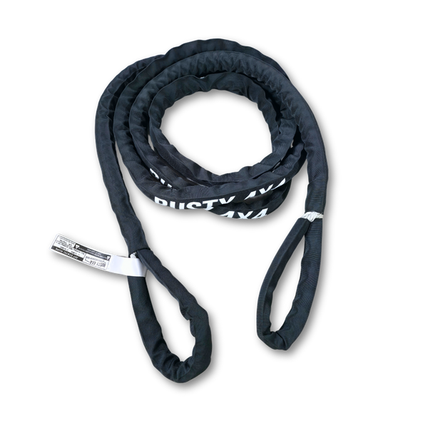 Dark navy static rope bridle with sewn loops and white label