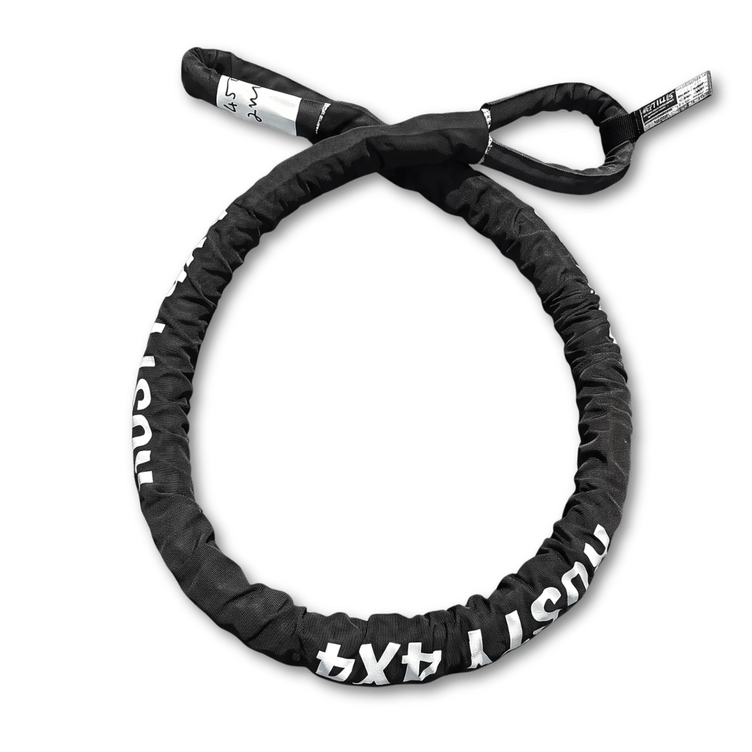Black tree protector strap with woven loop and end straps