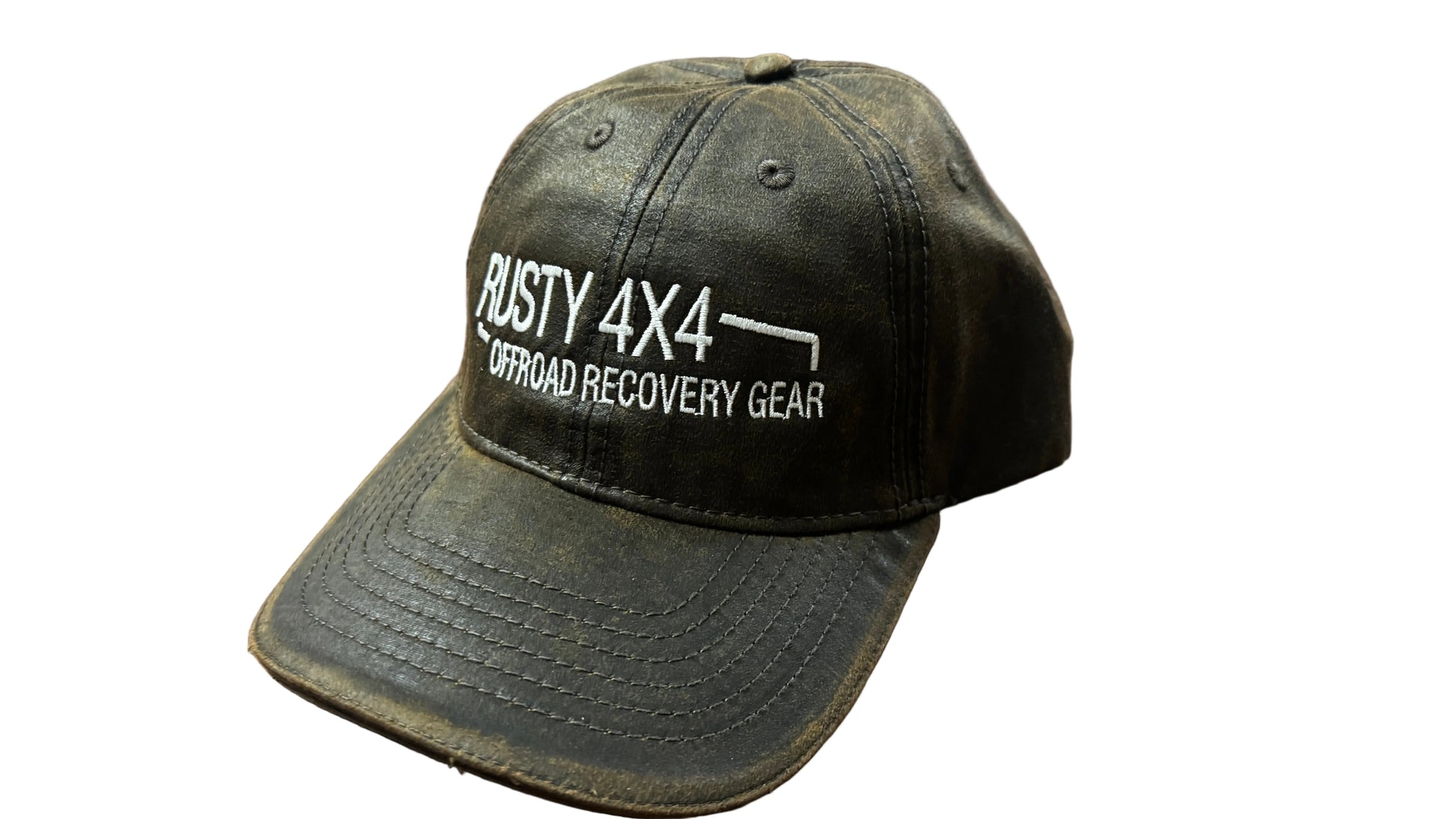 Olive cotton baseball cap with stitched front logo and curved brim