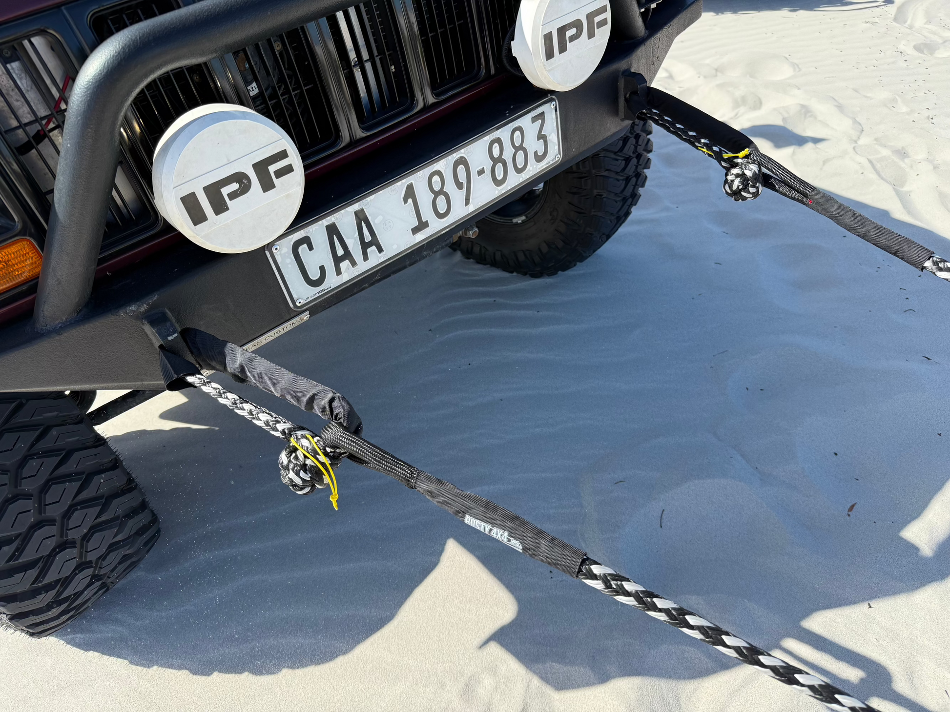 rusty 4x4 bridle and soft shackle rigging setup